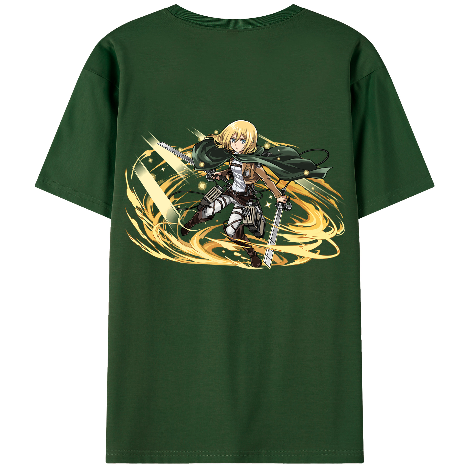 （画像用） 進撃の巨人 クリスタ·レンズ Attack on Titan Christa Lenz 綿100％半袖Tシャツ（背面プリント）